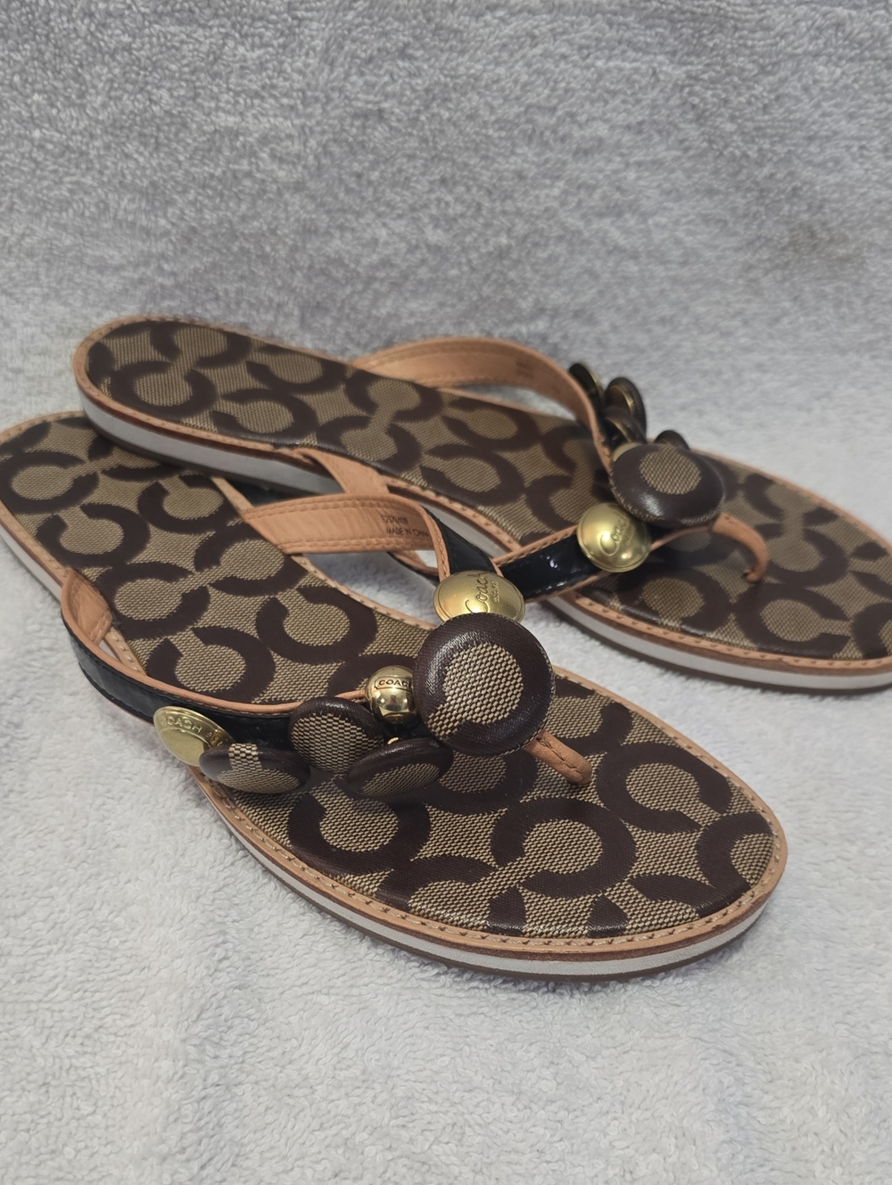 Coach Dyan Logo Beaded Thong Sandals